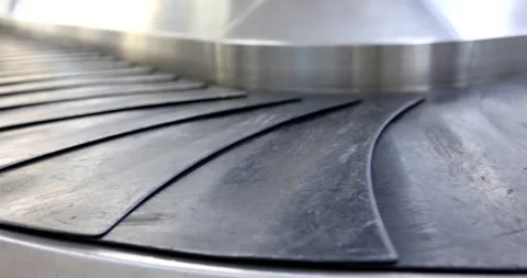 Belt conveyor for luggage with rubber sections Stock Footage 249162585