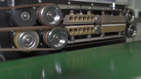 Belt conveyor of packing machine working process Stock Footage 170697537