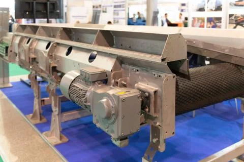 Belt conveyor for sorting garbage. Stock Photos