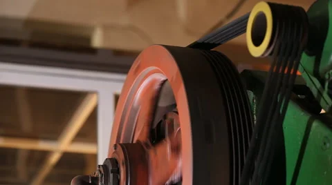 Belt drive on the machine Stock Footage 57765883
