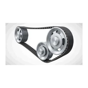 Belt drive system with multiple pulleys, engineering concept, technical drawi Stock Illustration