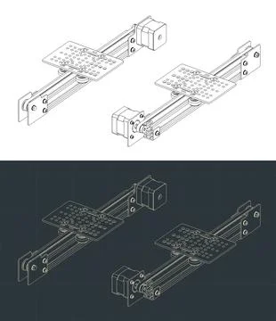 Belt driven linear actuator blueprints Stock Illustration