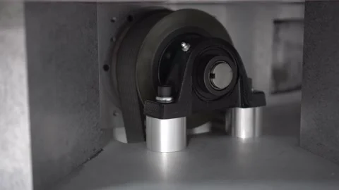 Belt with pulley, rotating mechanical system while turning. Stock Footage 143015512