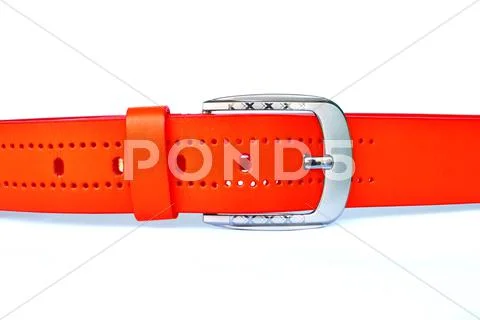 Belt Red Color On Isolated White