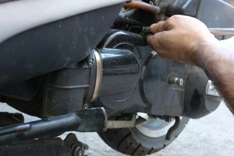 Belt replacement scooter. continuously variable transmission (CVT) Stock Photos