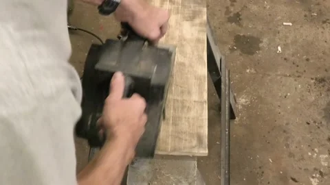 A Belt Sander at Work Stock Footage 145954554
