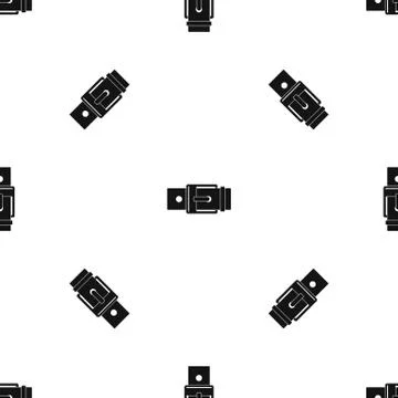 Belt with square buckle pattern seamless black Ilustração Stock