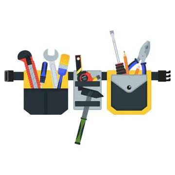 Belt with tools. Conceptual image of tools for repair Stock Illustration