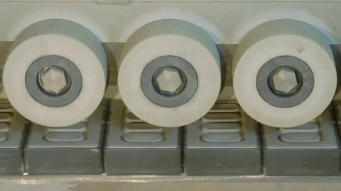 Belt on which the furniture boards are glued with color finish. Stock Footage