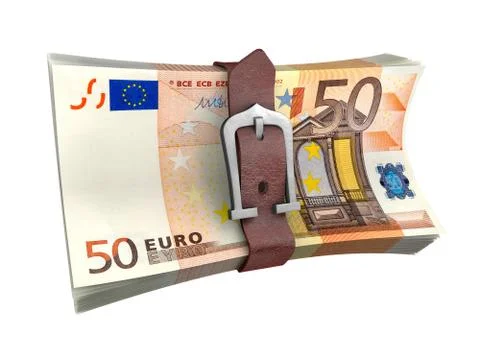 Belted stack of euro money banknotes Stock Illustration