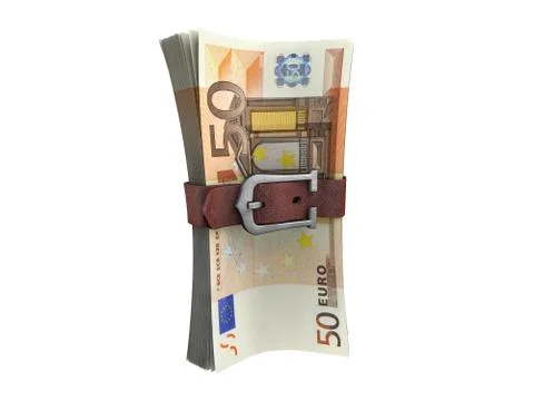 Belted stack of euro money banknotes Stock Illustration