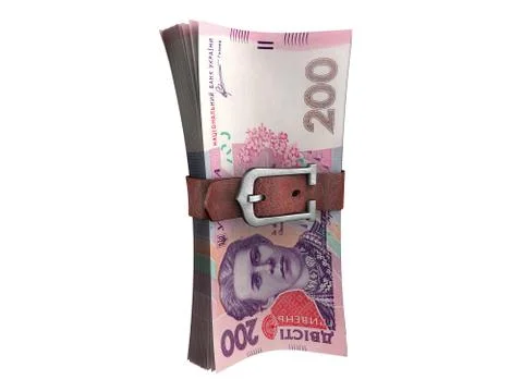 Belted stack of ukrainian money banknotes Stock Illustration