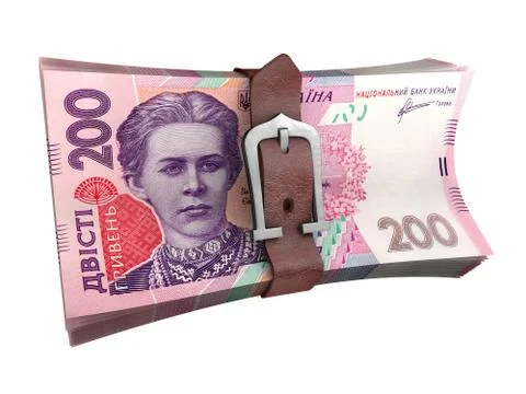 Belted stack of ukrainian money banknotes Stock Illustration