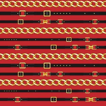 Belts and chain on red 스톡 일러스트
