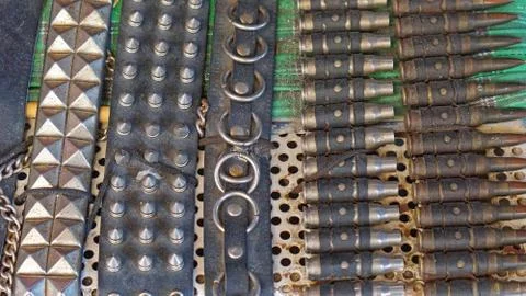 Belts with rivets Stock Photos