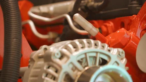 Belts on Rollers Starter Motor Panorama on the Large Motor Assemblies Video stock 68601391