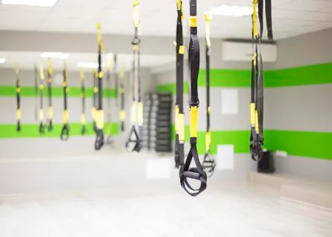 Belts of training equipment, Black loop of functional training equipment on a Stock Photos