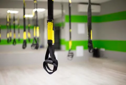 Belts of training equipment, Black loop of functional training equipment on a Stock Photos