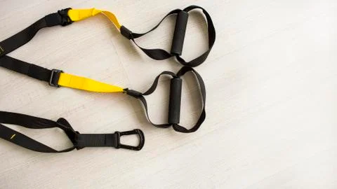 Belts of training equipment, Black loop of functional training equipment on a Stock Photos