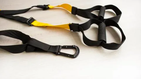 Belts of training equipment, Black loop of functional training equipment on a Stock Photos