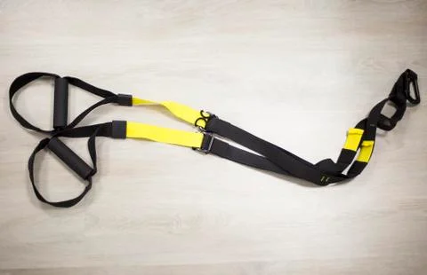 Belts of training equipment, Black loop of functional training equipment on a Stock Photos