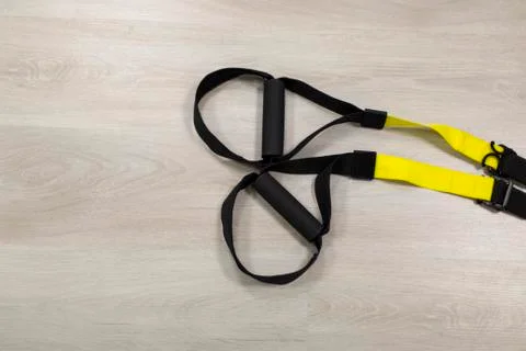 Belts of training equipment, Black loop of functional training equipment on a Stock Photos