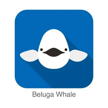 Beluga whale face flat icon vector illustration Stock Illustration