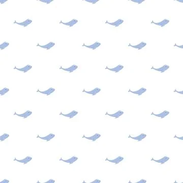 Beluga whale repeating pattern on white background Stock Illustration