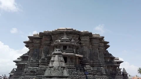 Belur stone temple  built in Star shape in Halebeedu, India. Stock Footage 247782135