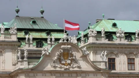 BELVEDERE UPPER 2 CLOSE UP AUSTRIAN FLAG Stock Footage 44834927