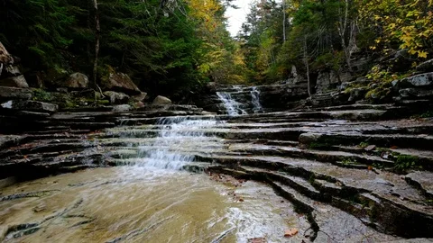 Bemis Falls, Crawford Notch State Park, New Hampshire Stock Footage 81527675