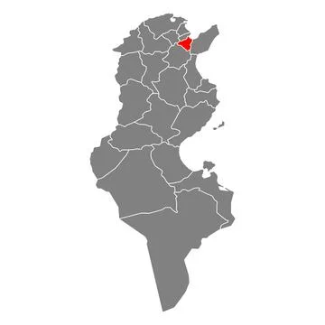 Ben Arous of Tunisia Governorates map shape, travel web flat icon vector illu Stock Illustration