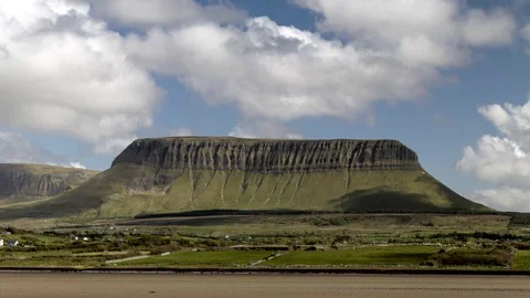 Ben Bulben front view  on a cloudy day time lapse Stock Footage 71731471