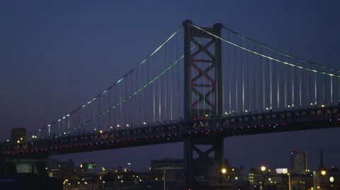 Ben Franklin Bridge Night Video stock 64424791