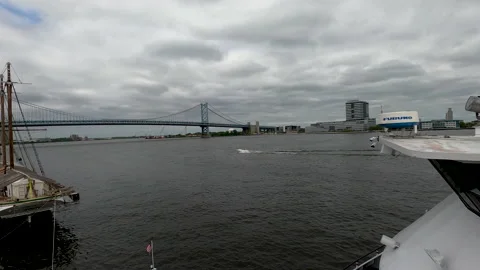 Ben franklin bridge over the river Stock Footage 139190480