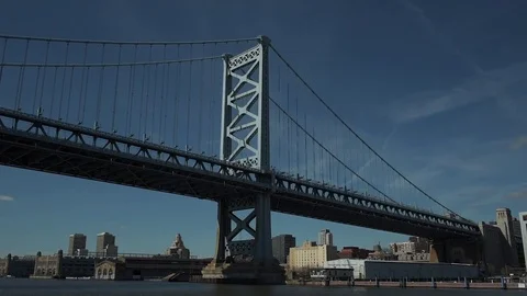 Ben Franklin Bridge, passing under Stock Footage 74211566