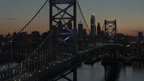 Ben Franklin Bridge Sunset Stock Footage 169968300