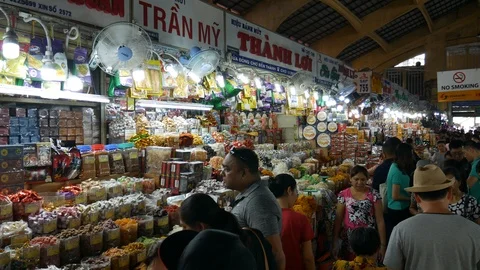 Ben Than Market, Ho Chi Minh, Vietnam Stock Footage 108092953