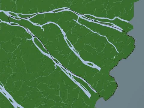 Ben Tre, Vietnam. Elevation map colored in wiki style with lakes and rivers Stock Illustration