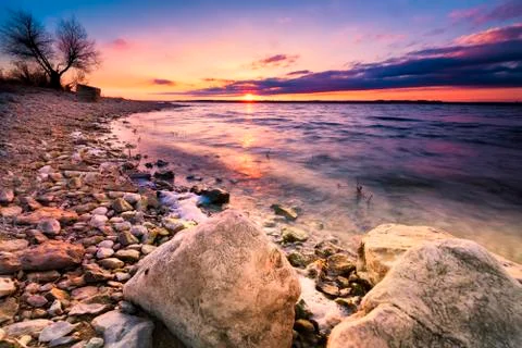 Benbrook Lake Sunset Stock Photos