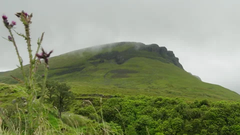 Benbulben Table Mountain in Misty County Sligo Landscape Stock Footage 345423242