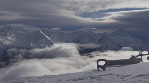 Bench above the clouds Video stock 71409141