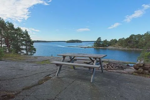 Bench and fireplace. Stock Photos
