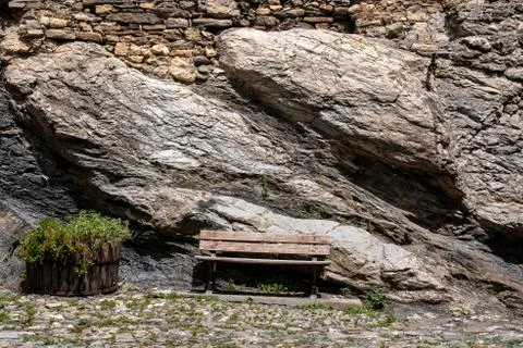 Bench and rocks Stock Photos