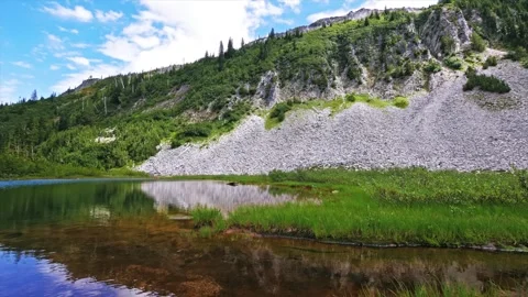 Bench and Snow Lakes Trail, Mount Rainier National Park, Washington State, USA, Video stock 332138902