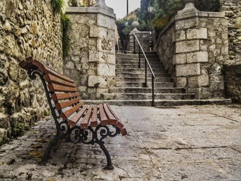 Bench and stairs Stock Photos