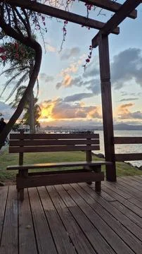 A bench and a sunset Stock Photos