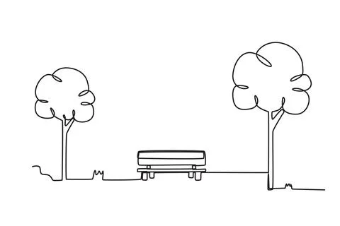 A bench and a tree beside it Stock Illustration