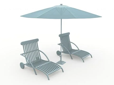 Bench and umbrella Stock Illustration