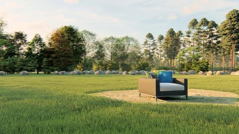 Bench armchair in the park Stock Footage 114128684
